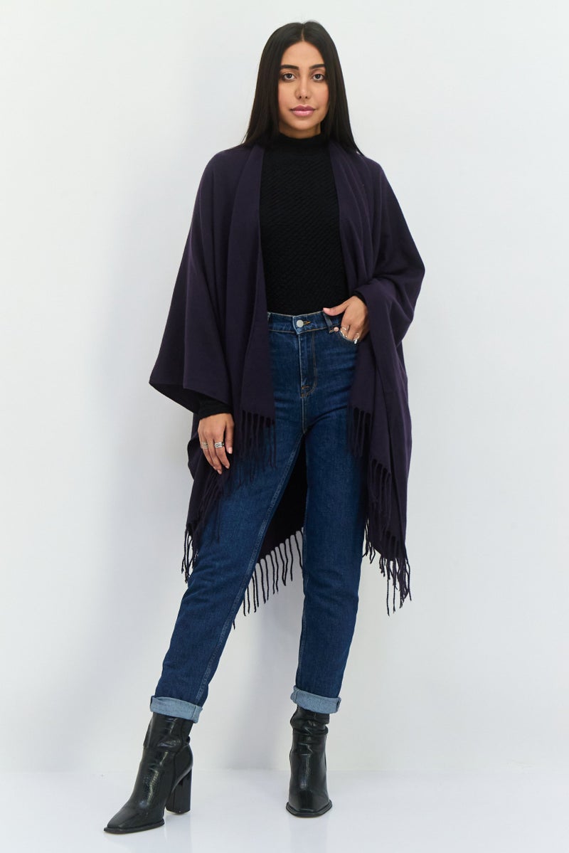ADRIENNE VITTADINI Women Solid Wrap Poncho, Navy  - Image 1