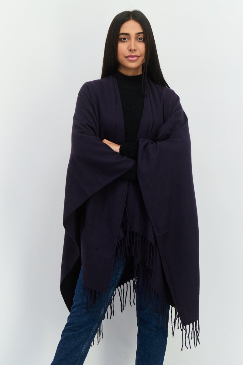 ADRIENNE VITTADINI Women Solid Wrap Poncho, Navy  - Image 2