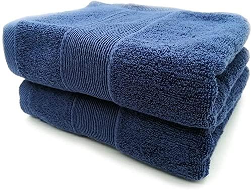 TIQH Bamboo Cotton Super Soft Hand Gym Workout Towel 500 GSM Set of 2 Navy - Image 1