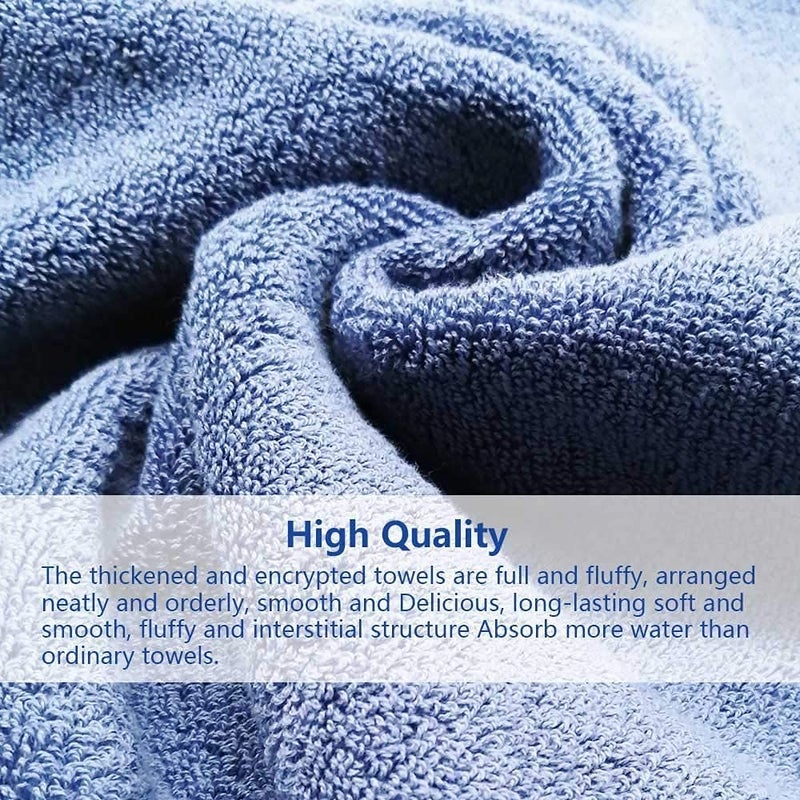 TIQH Bamboo Cotton Super Soft Hand Gym Workout Towel 500 GSM Set of 2 Navy - Image 3