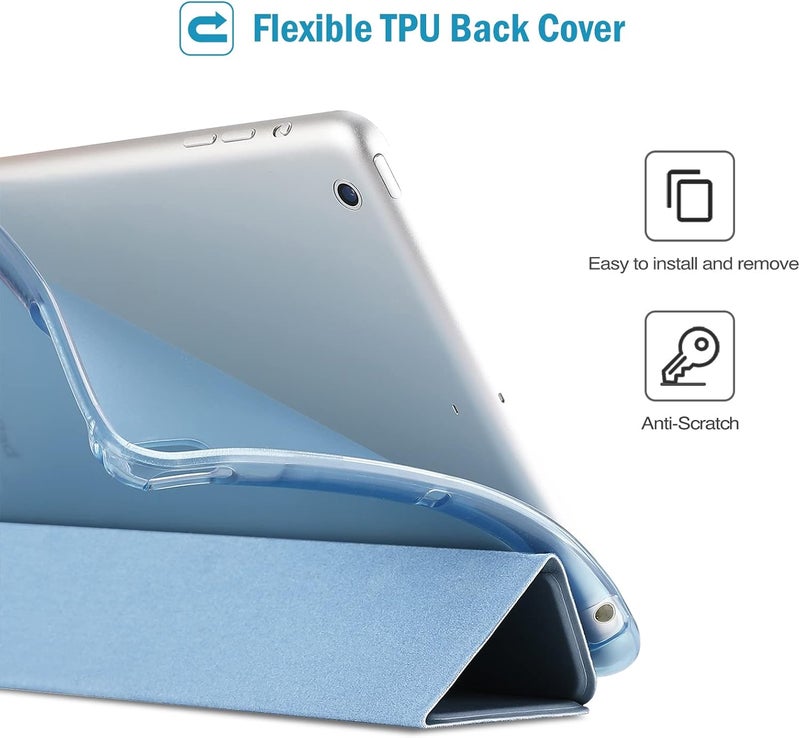 Procases Case For Ipad Mini 5 4 3 2 1, Slim Soft Tpu Translucent Back Cover Trifold Stand Folio Smart Case For Ipad Mini 5Th Generation 2019, Ipad Mini 4Th 3Rd 2Nd 1St -Skyblue - Image 2