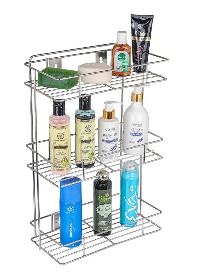 D.k 11® 3 Layer Wall Mount Stainless Steel Multipurpose Storage Rack/Shelf, Kitchen Rack and Shelves for Storage - 3 Tier Multipurpose Rack for Kitchen and Bathroom, House, Tiered Shelf - Image 1