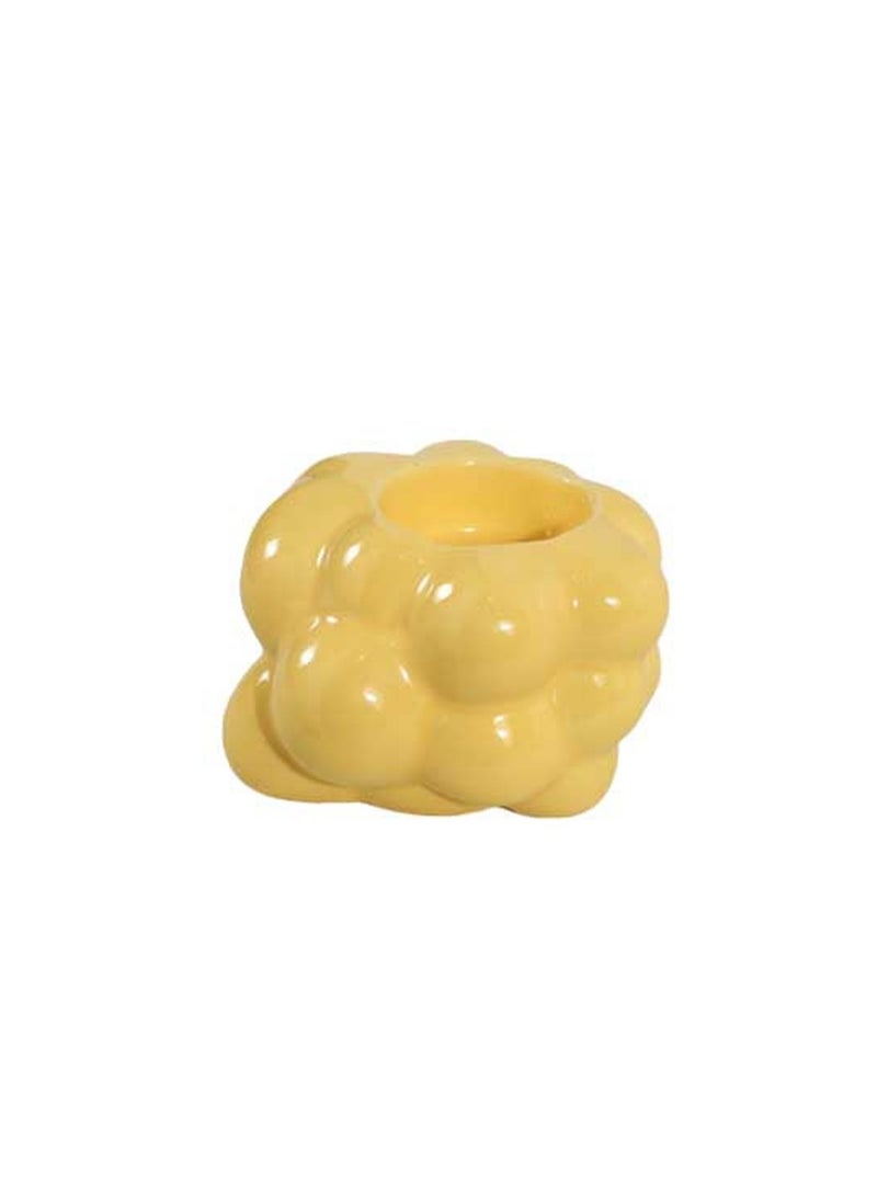 Short Yellow Candlestick, Creative Ceramic Candlestick, Suitable For All Kinds Of Candles, Suitable For Family Dining Table Home Decoration  - Image 1
