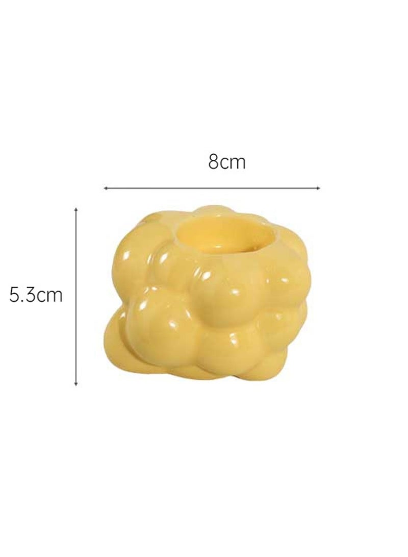 Short Yellow Candlestick, Creative Ceramic Candlestick, Suitable For All Kinds Of Candles, Suitable For Family Dining Table Home Decoration  - Image 2