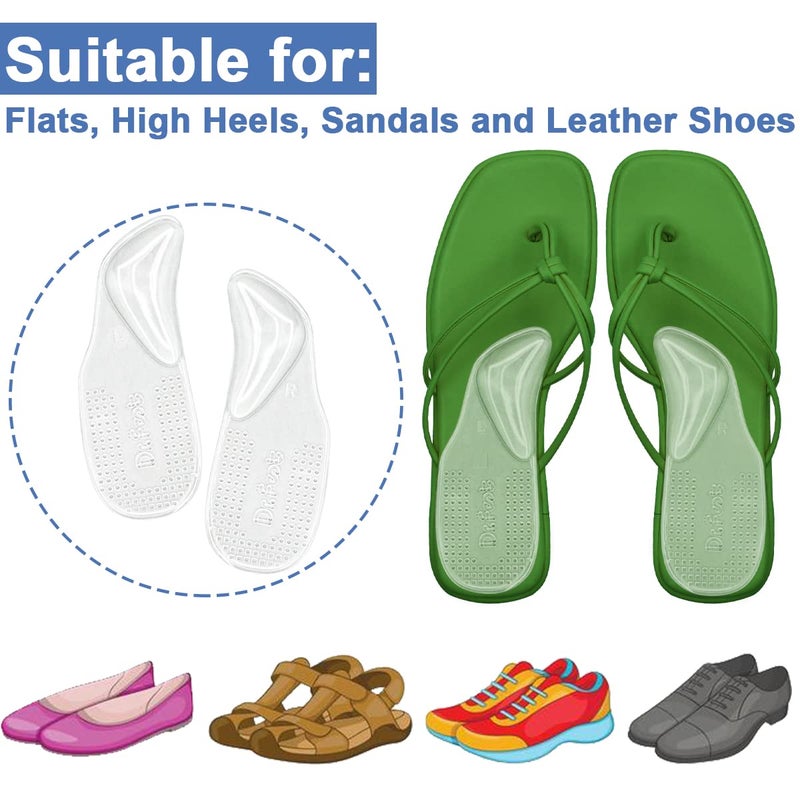 Dr.Foot Arch Support Shoe Inserts for Plantar Fasciitis Relief, Self-Adhesive Arch Pads Heel Cushion for Flats, Heel Pain, Gel Arch Insoles for Men and Women 2 Pairs (Small, Transparent) - Image 3