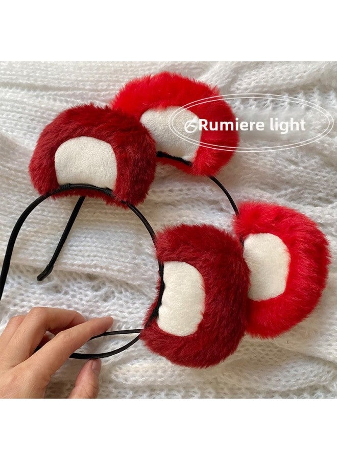 Animal Ear Headbands Bright red Halloween Costume Accessories Cute Fancy Headwear for Girls & Women - Image 4