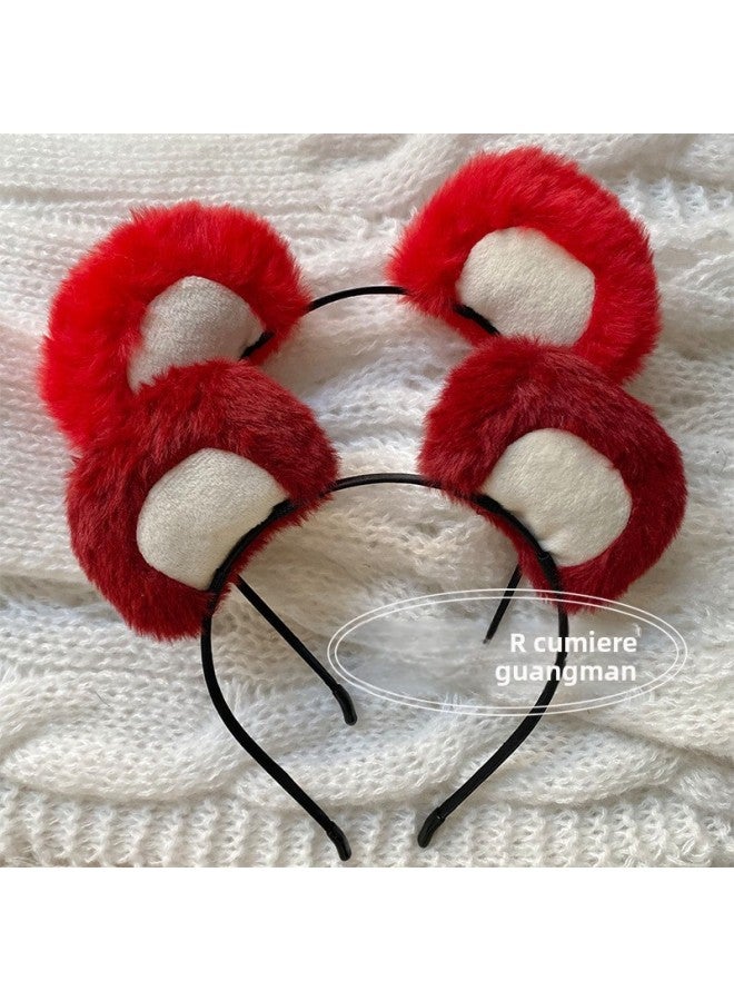 Animal Ear Headbands Bright red Halloween Costume Accessories Cute Fancy Headwear for Girls & Women - Image 3