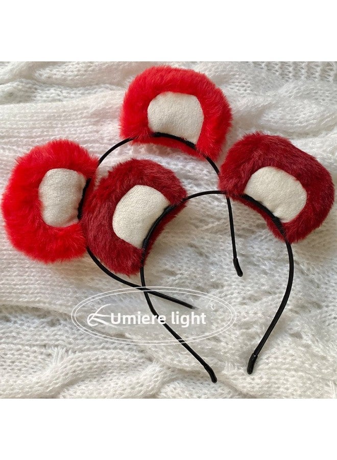 Animal Ear Headbands Bright red Halloween Costume Accessories Cute Fancy Headwear for Girls & Women - Image 2