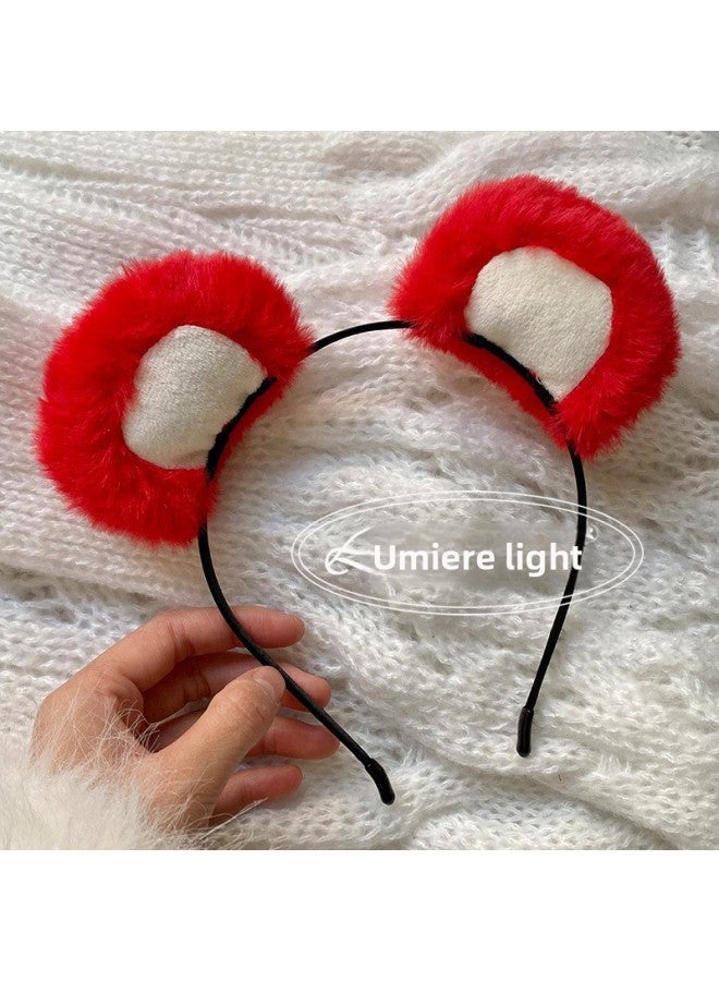 Animal Ear Headbands Bright red Halloween Costume Accessories Cute Fancy Headwear for Girls & Women - Image 1