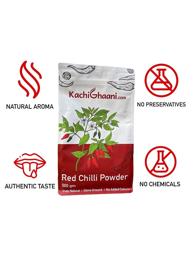 KachiGhaani.com Kashmiri Red Chilli Powder | 100% Pure | Authentic Taste | 500g Pouch - Image 2