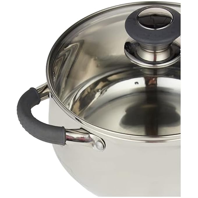 ريحني طاجن نانو 18 سم مع غطاء زجاجي Rf11581 متين وقوي من الفولاذ المقاوم للصدأ مع غطاء زجاجي مقسى متوافق مع الفضة - Image 4