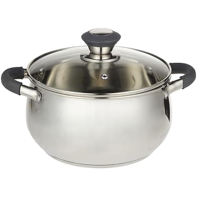 ريحني طاجن نانو 18 سم مع غطاء زجاجي Rf11581 متين وقوي من الفولاذ المقاوم للصدأ مع غطاء زجاجي مقسى متوافق مع الفضة - Image 1