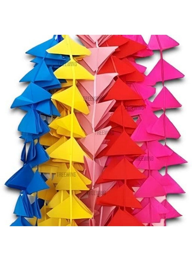 Treewing 10 Pcs Decorative Triangle Net Cloth Garlands 4ft. Hanging for Mehndi, Haldi, Wedding, Party Décor/Backdrops, Home Décor, Color Theme Party, Festival(Triangle Hanging,Multi) - Image 1