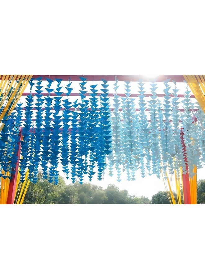 Treewing 10 Pcs Decorative Triangle Net Cloth Garlands 4ft. Hanging for Mehndi, Haldi, Wedding, Party Décor/Backdrops, Home Décor, Color Theme Party, Festival(Triangle Hanging,Multi) - Image 2