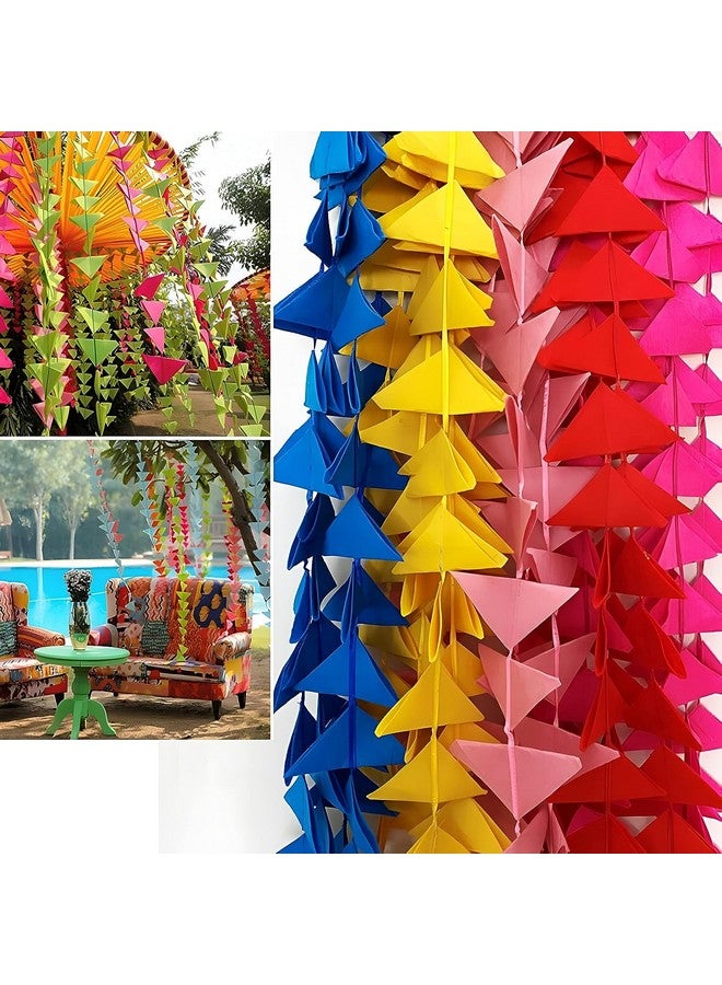 Treewing 10 Pcs Decorative Triangle Net Cloth Garlands 4ft. Hanging for Mehndi, Haldi, Wedding, Party Décor/Backdrops, Home Décor, Color Theme Party, Festival(Triangle Hanging,Multi) - Image 4