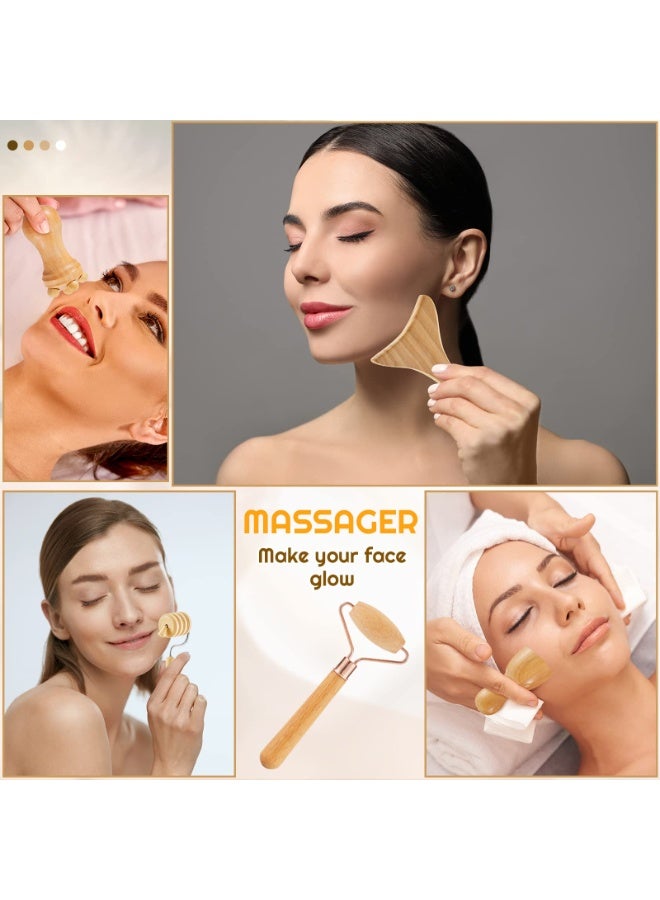 BOAO 16-in-1 Wood Therapy Massage Tools Set Maderoterapia Kit Therapy Tools for Body Sculpting Muscle Pain Relief Lymphatic Drainage Women Face Wood Roller Fascia Massage - Image 3