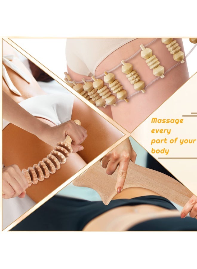 BOAO 16-in-1 Wood Therapy Massage Tools Set Maderoterapia Kit Therapy Tools for Body Sculpting Muscle Pain Relief Lymphatic Drainage Women Face Wood Roller Fascia Massage - Image 4