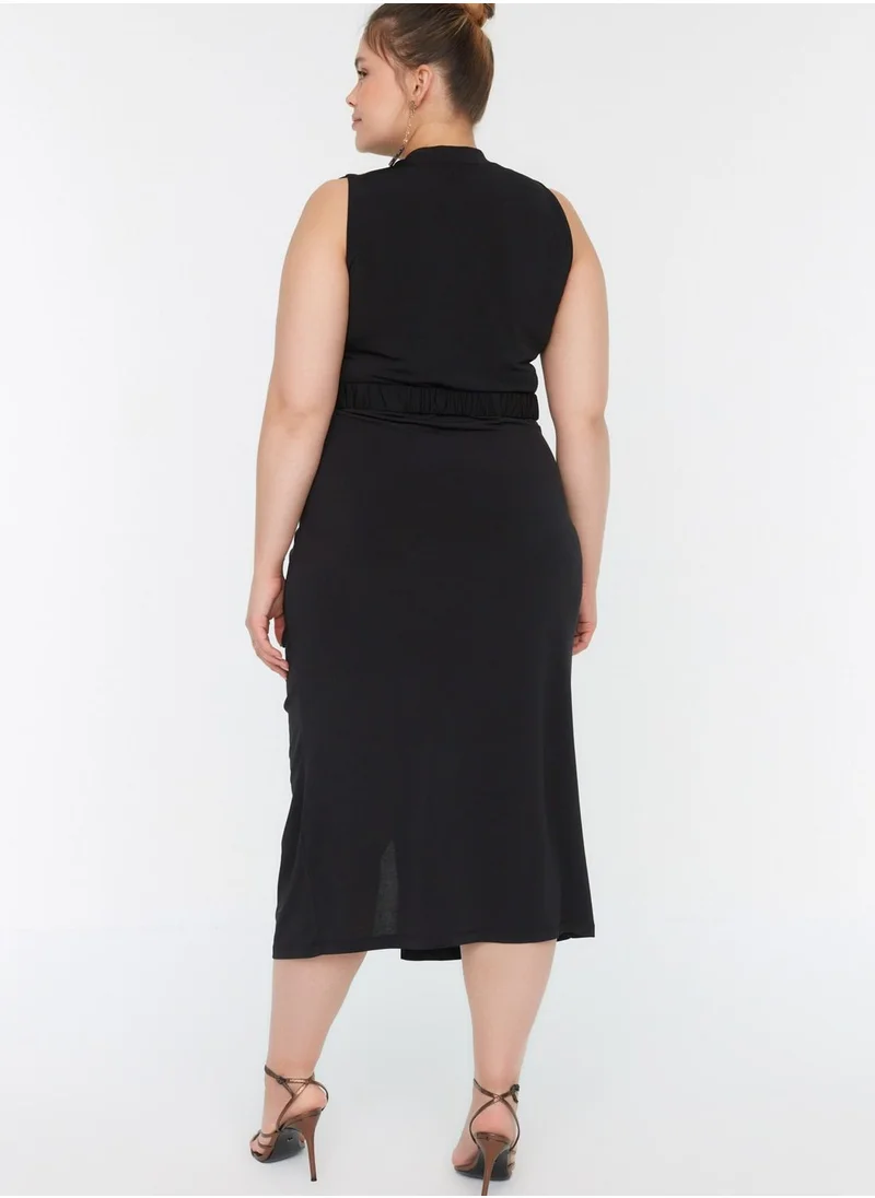 Trendyol Curve Ruched Front Slit Dress