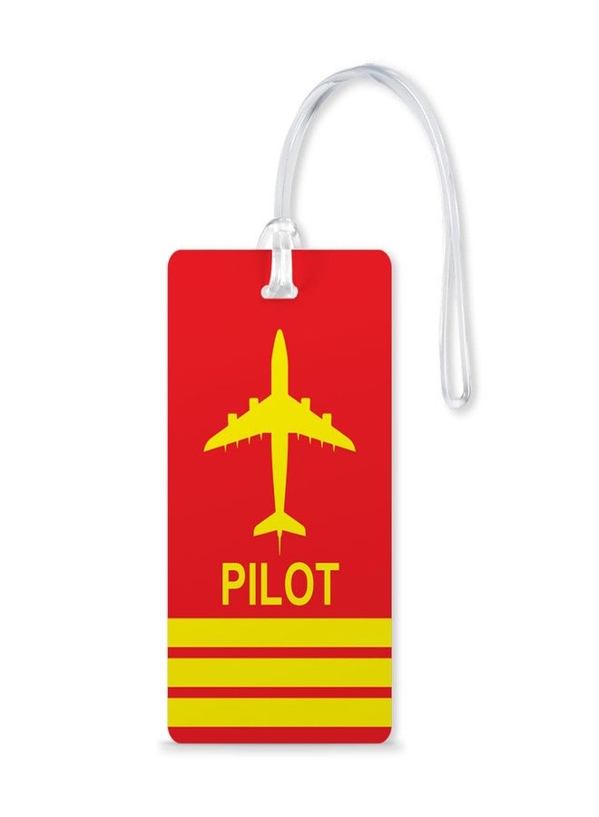 100yellow® Pilot Printed Luggage Tags, Bag Tag Travel Id Labels Tag for Baggage Suitcases Bags with Silicon|Red - Image 1
