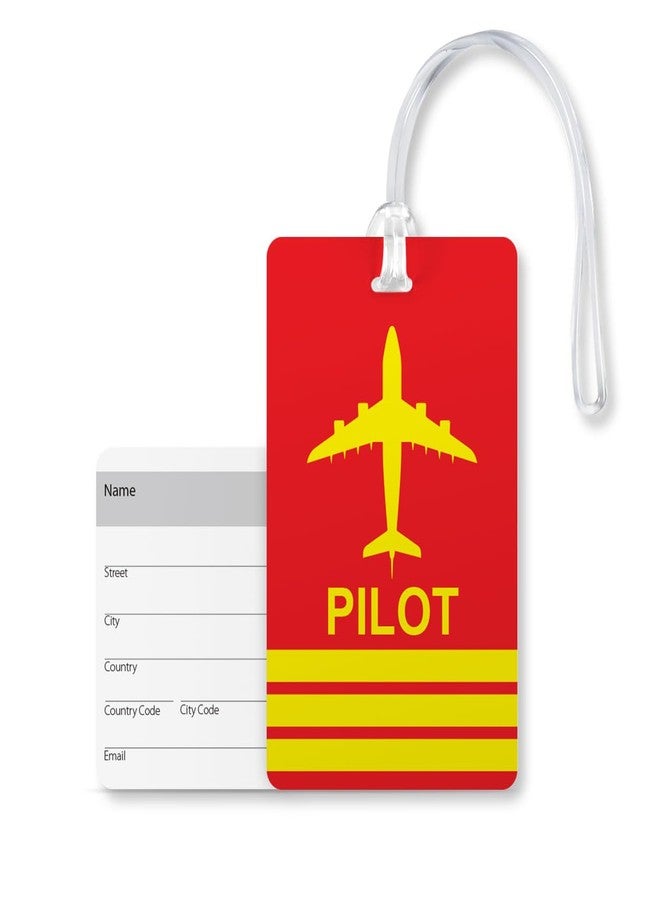 100yellow® Pilot Printed Luggage Tags, Bag Tag Travel Id Labels Tag for Baggage Suitcases Bags with Silicon|Red - Image 2