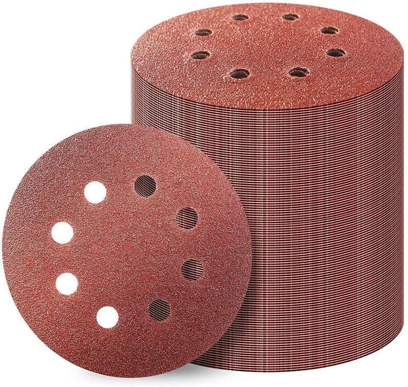 5 Inch Sanding Discs 8 Holes Hook and Loop Sandpaper Random Orbital Sander Round Sand Paper 125mm Sandpaper Sheets Total 80 Grit and 120 Grit 10 10 20 Pcs  - Image 1