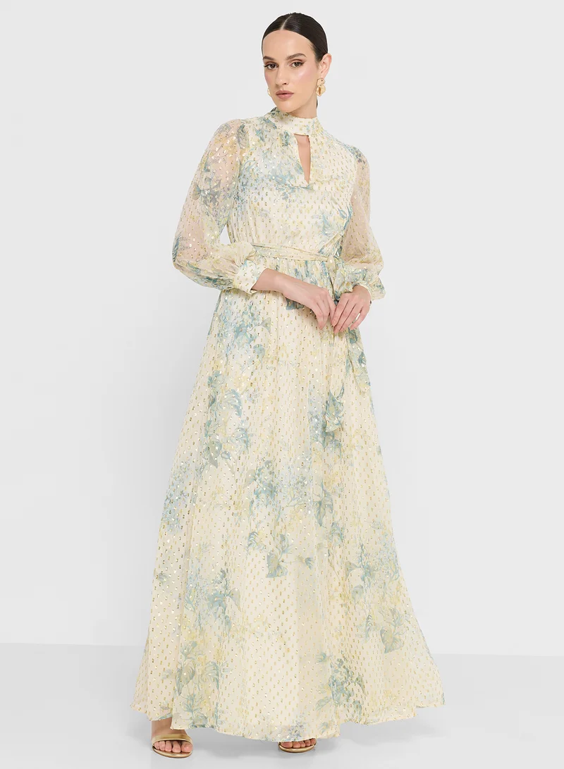 فروك اند فرل Tie Detail Puff Sleeve Maxi Dress