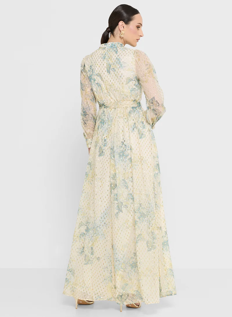 فروك اند فرل Tie Detail Puff Sleeve Maxi Dress
