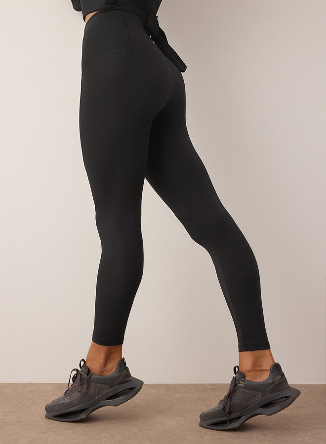 trendyol Black Soft Brushed Fabric Full Length Knitted Sports Leggings - Image 3