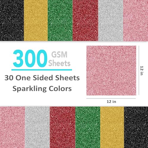 SANZIX 30 Sheets Pink Glitter Cardstock Paper 12x12" 110lb 300 GSM for Valentine's Day Cricut, Christmas Cards, Scrapbook, DIY Crafts, Decor, Custom Gifts & Cards | Premium Sparkle Paper for Crafting - Image 2