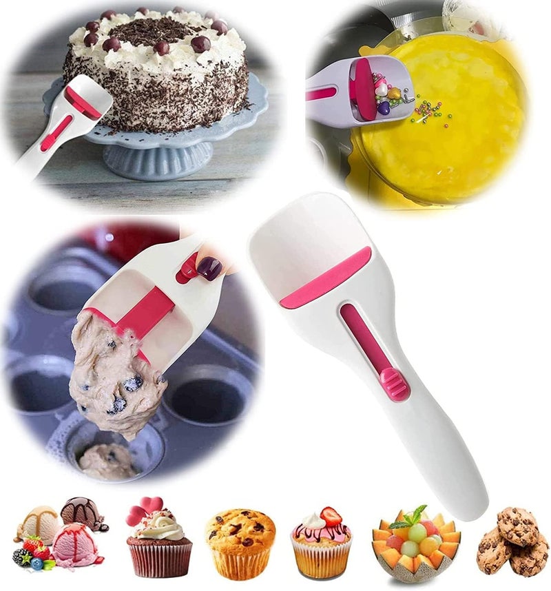 ويوبلز مغرفة توزيع عجينة دقيق الكيك، مغرفة توزيع عجينة الكب كيك، مغرفة بمكبس سيليكون لقياس كميات متساوية من الكب كيك أو المافن، ملعقة توزيع عجينة الكيك (قطعة واحدة) - Image 1