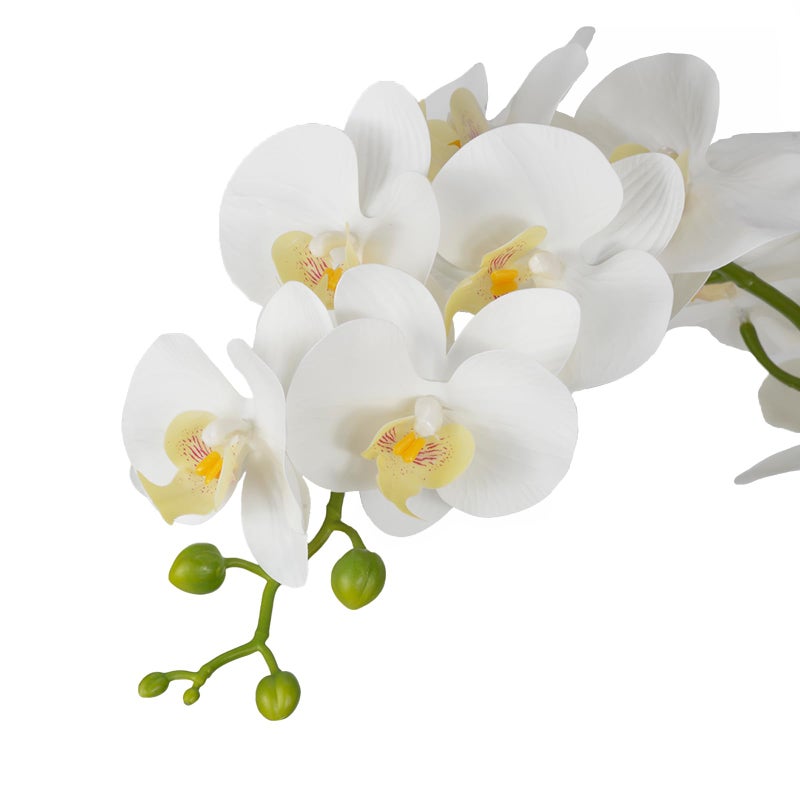 w w W&W Artificial Orchid Plants & Flowers Arrangement in Ceramic Pot, Fake Faux White Orchid with Gold Vase,Extral Large 26 inches - Image 4