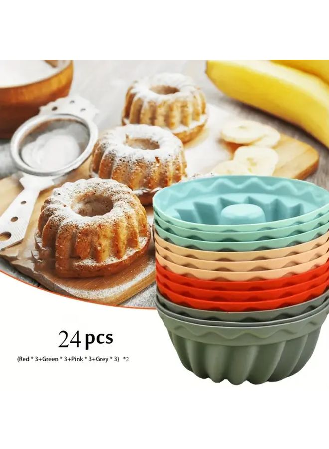 24pcs Silicone Mini Cake Molds Non Stick Oven Safe Baking Cups For Cupcakes And Small Desserts - Image 2