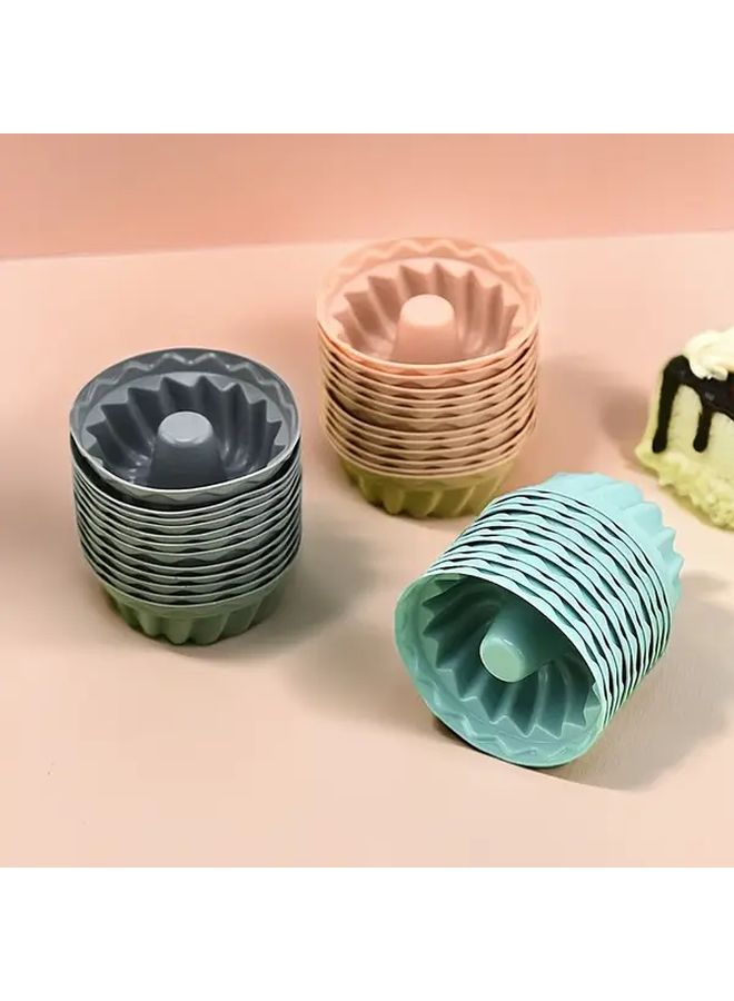 24pcs Silicone Mini Cake Molds Non Stick Oven Safe Baking Cups For Cupcakes And Small Desserts - Image 1