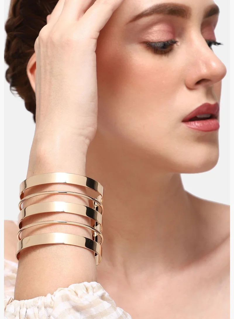 SOHI Gold Plated Party Designer Cuff Bracelet For Women