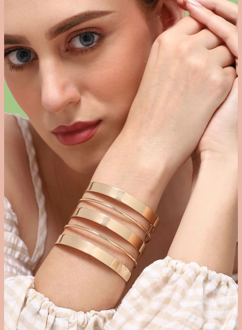 SOHI Gold Plated Party Designer Cuff Bracelet For Women