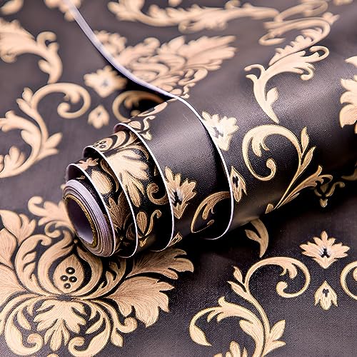 HOMEMATES Self-Adhesive Wallpaper Waterproof Old Furniture Vinyl Stickers Wooden Door Wardrobe Desktop PVC Wall Papers 45 X 304 CM (Royal Black) - Image 1