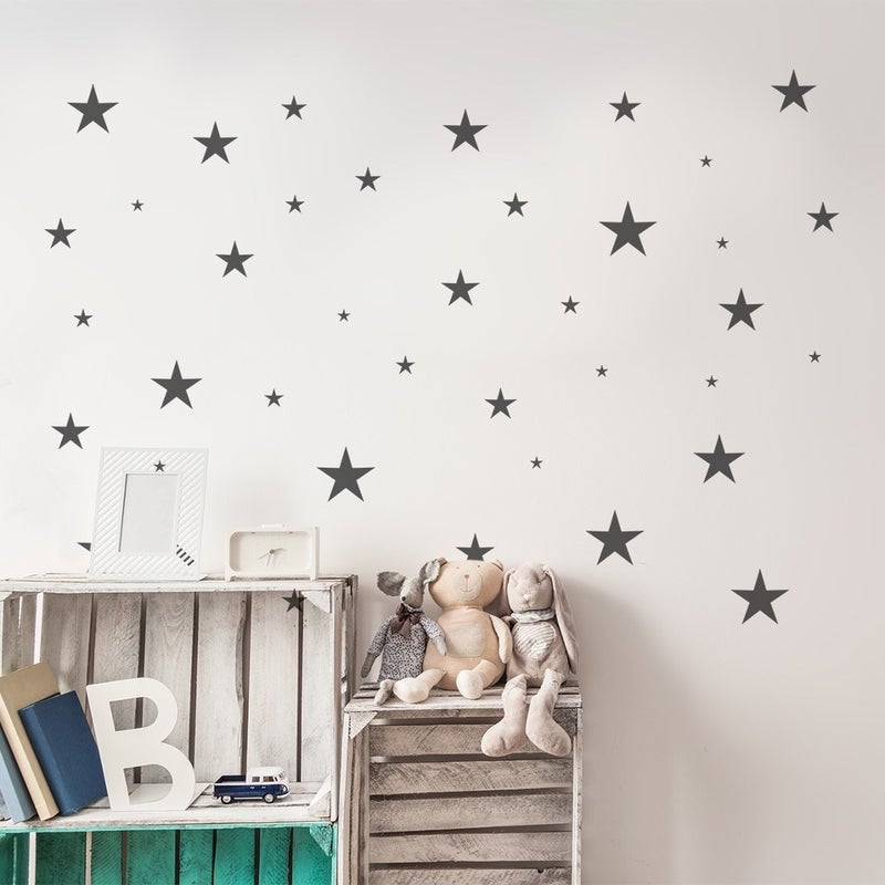Decolight Silver Gray Star Sticker (3-4-5 Cm Size - 80 Pieces)  - Image 1