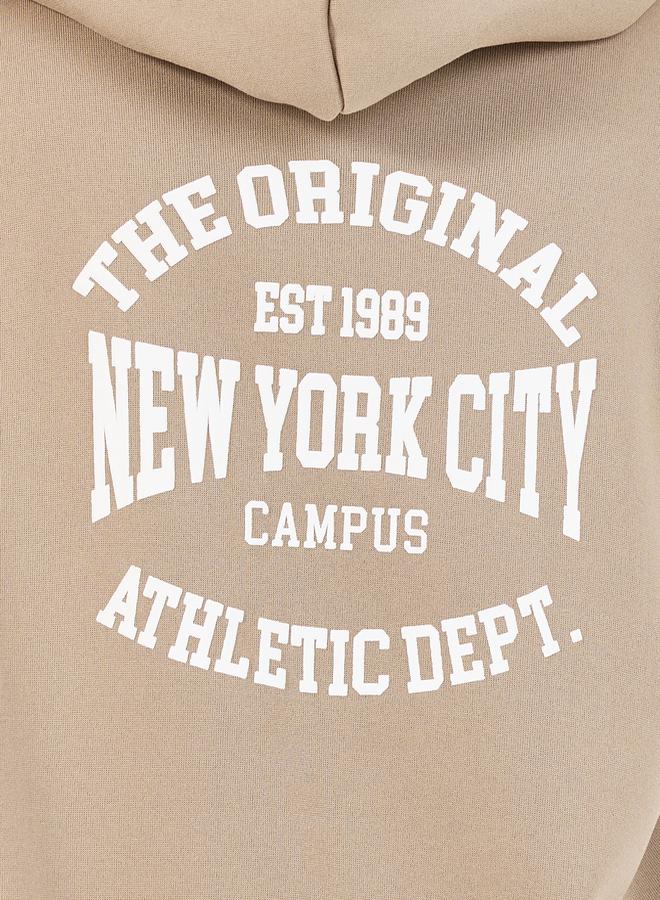 Styli Regular Fit Slogan Print Sweatshirt with Front Pocket - Image 5