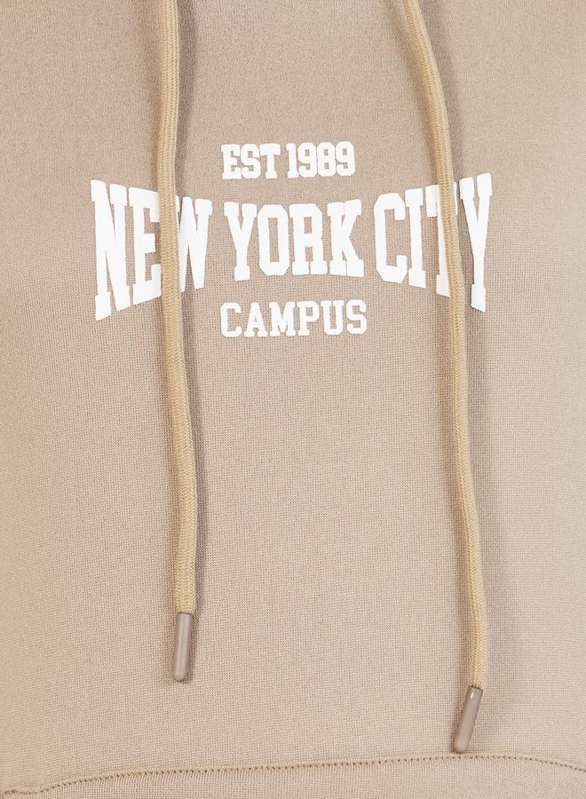 Styli Regular Fit Slogan Print Sweatshirt with Front Pocket - Image 4