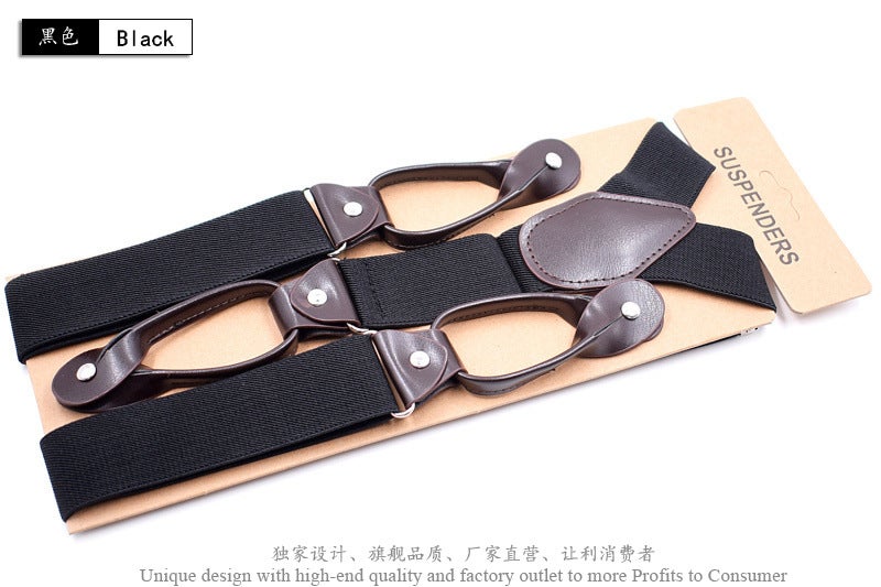 British Style Button Suspenders 3.5cm Wide Coffee +120cm  - Image 4