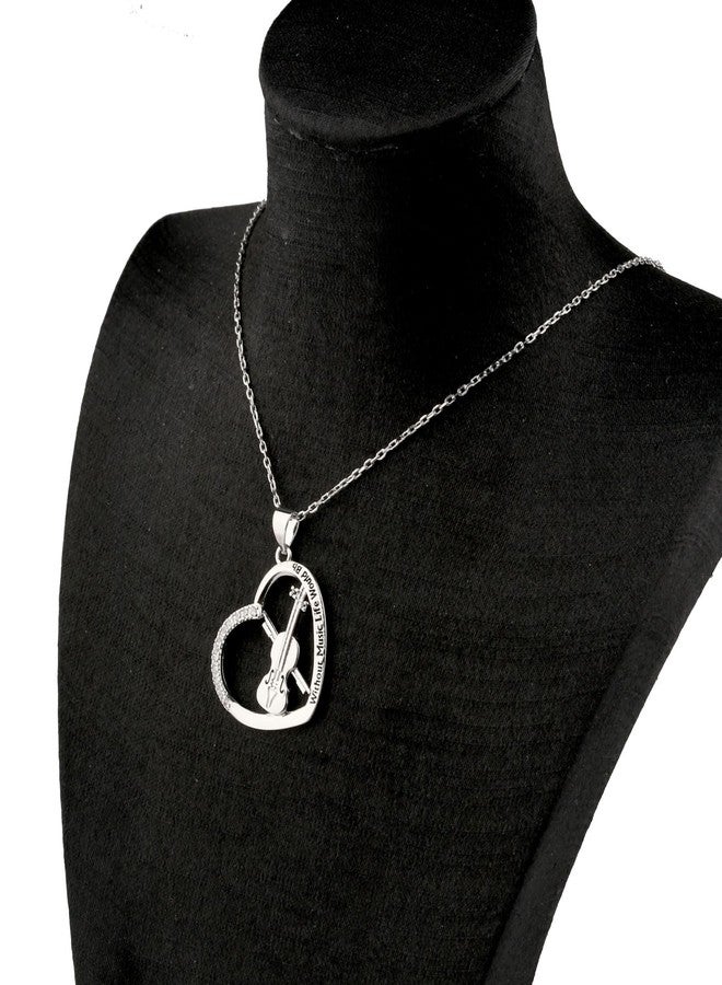 FEELMEM Violin Necklace Musician Gift Without Music Life Would Bb Violin Pendant Necklace Music Lover Gift Violin Recital Gift (Violin Necklace), middle - Image 4