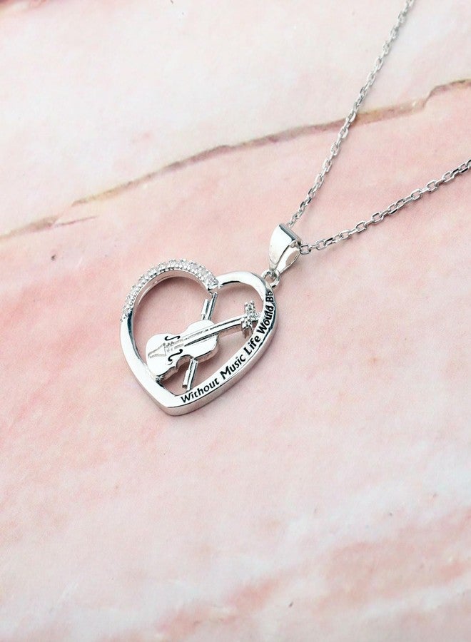 FEELMEM Violin Necklace Musician Gift Without Music Life Would Bb Violin Pendant Necklace Music Lover Gift Violin Recital Gift (Violin Necklace), middle - Image 5