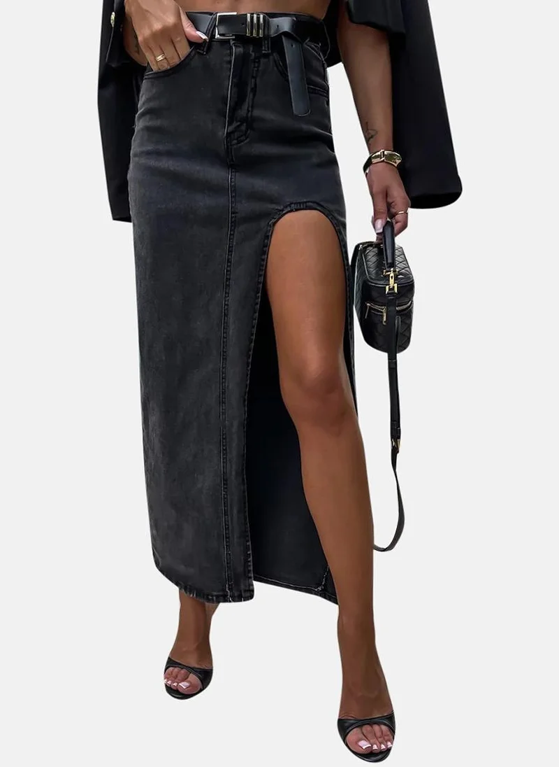 YUNIQEE Black High Rise Maxi Skirts