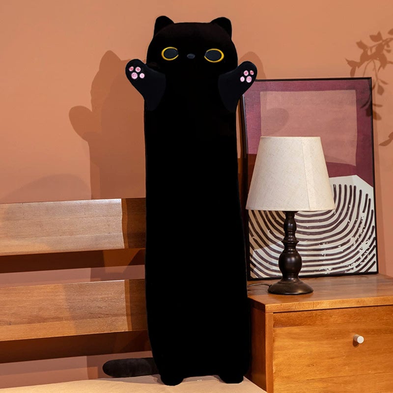Rexinc Long Black Cat Plush Body Pillow 19.68'' Kawaii Black Cat Plush Kitten Plush Sleeping Pillow Soft Cat Stuffed Animal Sofa Pillow Toys Gift for Kids Girlfriend - Image 3