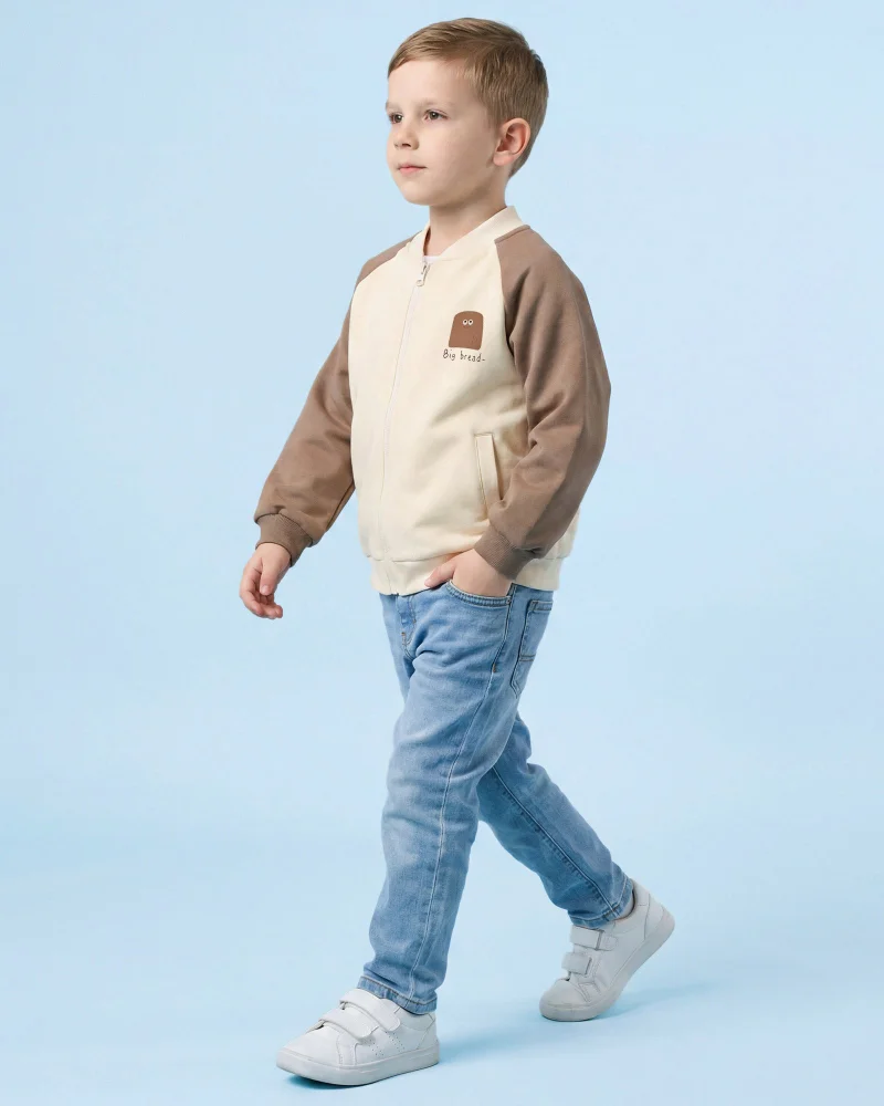 ردتاغ Boys Beige Front Zipper Sweatshirt