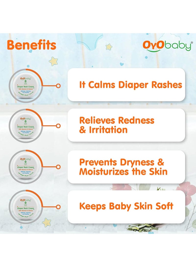 أيو بيبي كريم طفح الحفاضات من أويو بيبي بالصبار وكريم اللوز للحفاضات لحديثي الولادة والأطفال كريم طفح الحفاضات 50 جم - Image 2
