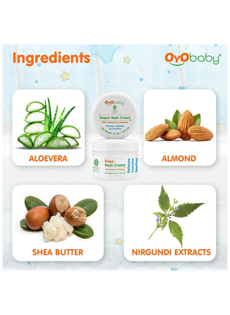 أيو بيبي كريم طفح الحفاضات من أويو بيبي بالصبار وكريم اللوز للحفاضات لحديثي الولادة والأطفال كريم طفح الحفاضات 50 جم - Image 3