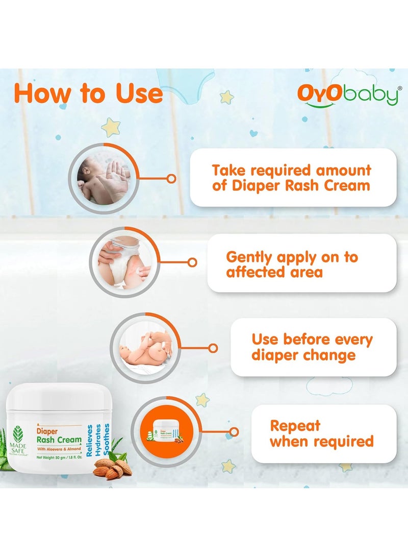 أيو بيبي كريم طفح الحفاضات من أويو بيبي بالصبار وكريم اللوز للحفاضات لحديثي الولادة والأطفال كريم طفح الحفاضات 50 جم - Image 4