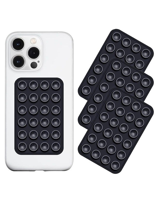 Concretization Suction Phone Case Mount, 4Pcs Silicone Phone Suction Grip Compatible with iPhone and Android Cases, Anti-Slip Hands-Free Mobile Accessory Holder, Sticky Phone Grip for Tiktok Videos and Selfies(bla - Image 1