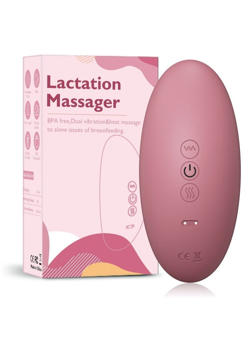 Heating Lactation Mssager Vibrating Breast Massager 2 in1, 3 Adjustable Heating + 10 Vibration for Clogged Ducts,Breastfeeding Massager to Improve Milk Flow and Congestion (Pink) - Image 1